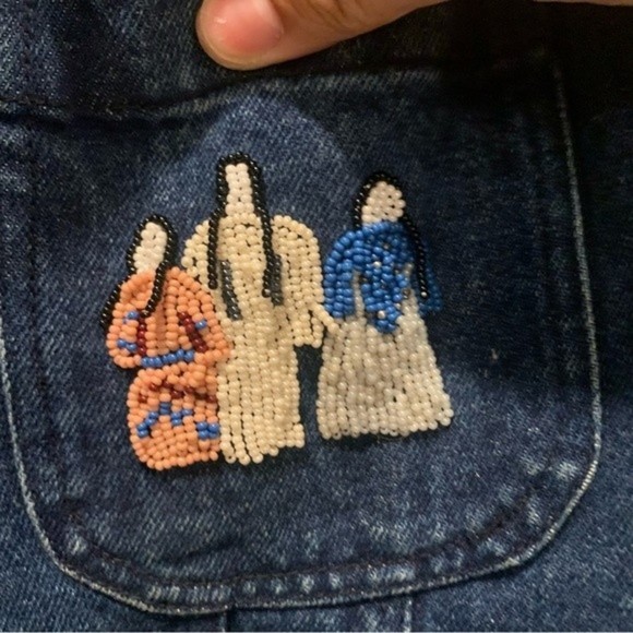 Vintage mixed media wrangler jacket size L. Leather , suede , cotton, beaded - Picture 13 of 13